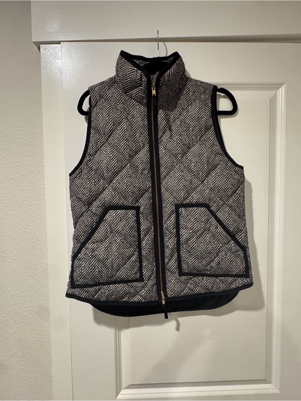 JCrew Quilted Herringbone Vest - Black & White